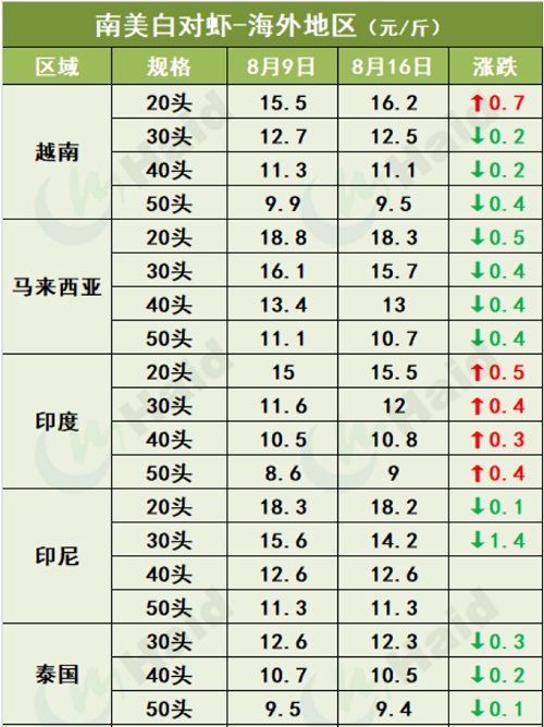 虾价行情 | 消费逐步恢复，大虾上涨最明显！8月19日全国最新塘头价