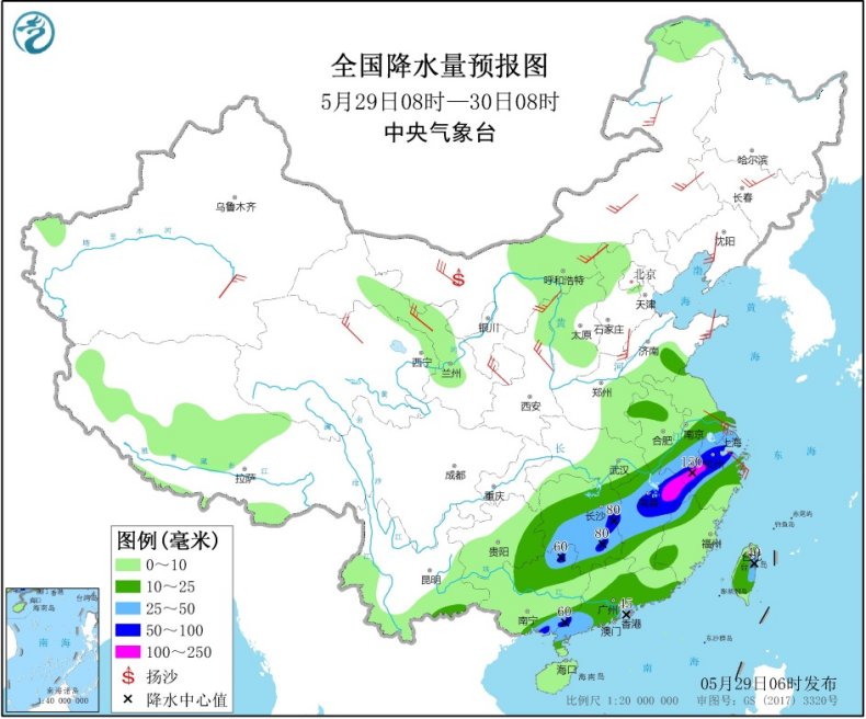 雨水占据南北两端 中央气象台发布暴雨蓝色预警