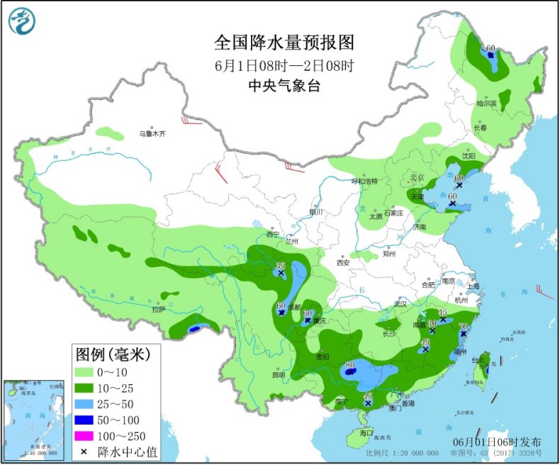 华南等地有较强降水 华北等地有强对流天气