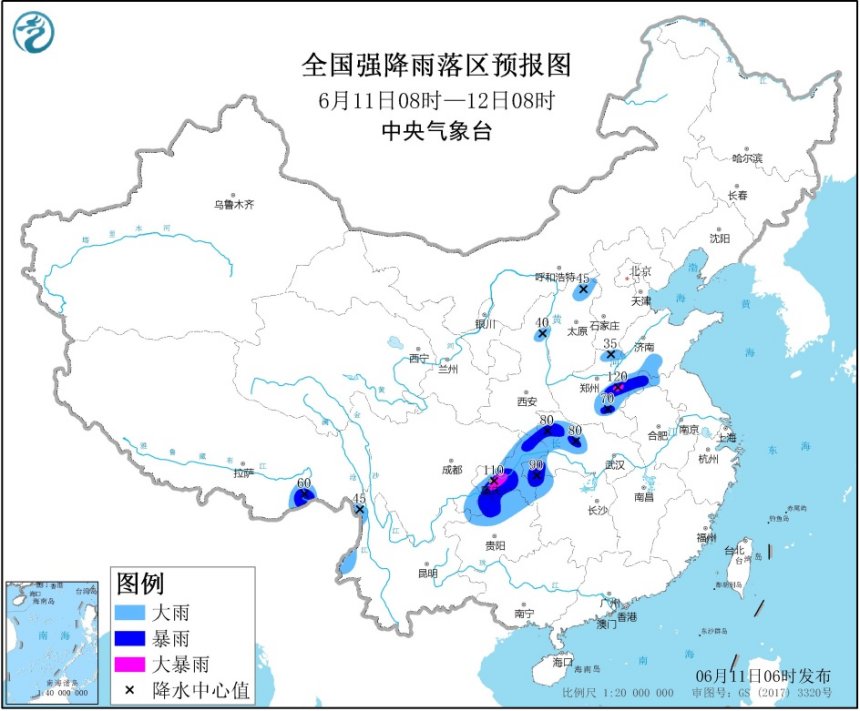 江南华南降雨明显减弱 西南地区东部至黄淮成降雨集中地