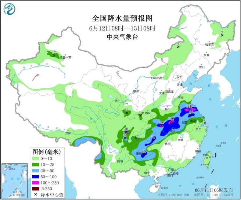 江南华南降雨明显减弱 西南地区东部至黄淮成降雨集中地