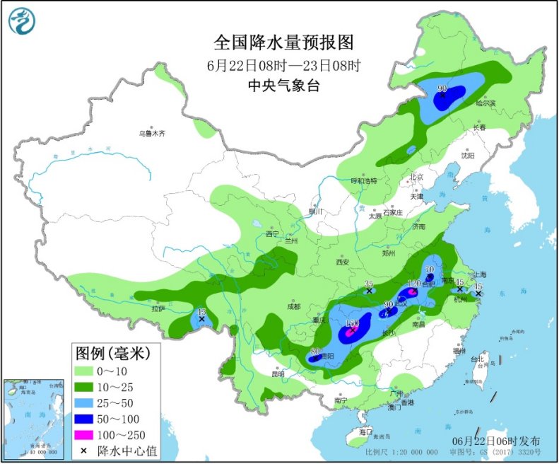 长江中下游等地有持续强降雨 东北地区等地多降雨