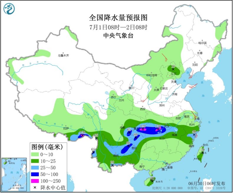 江南中北部西南地区等地有强降雨 华北等地多对流性天气