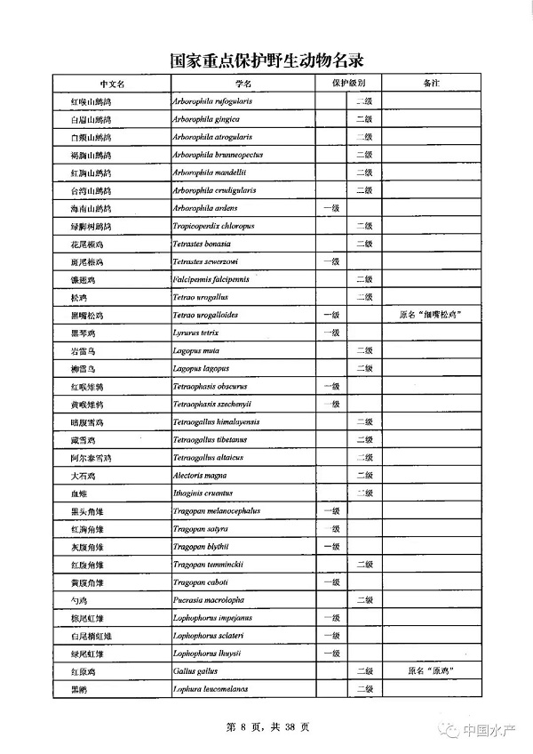 名录来了！调整后的《国家重点保护野生动物名录》正式公布