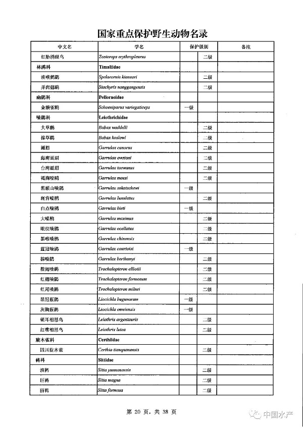 名录来了！调整后的《国家重点保护野生动物名录》正式公布