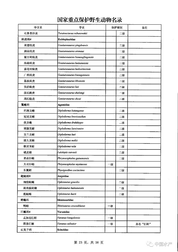 名录来了！调整后的《国家重点保护野生动物名录》正式公布