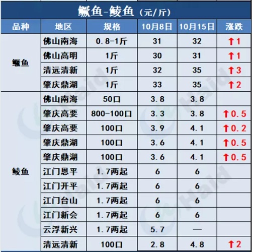 鱼价行情 | 加州鲈同期高2元/斤，生鱼大鱼继续走俏！其他品种流通情况如何？