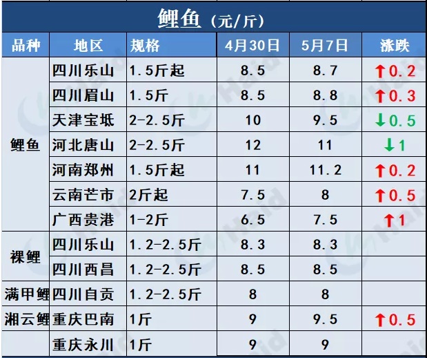 鱼价行情 | 全国缺鱼！草鱼涨势凶猛如“火箭”，其他品种也涨了吗？