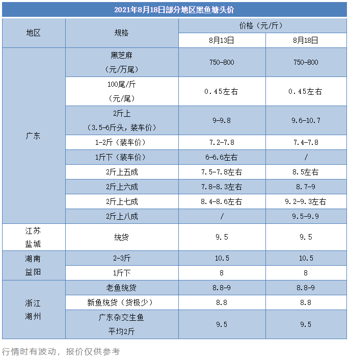 连涨五天！广东黑鱼再次翻红，统货窜到10.1元/斤！越大越抢手