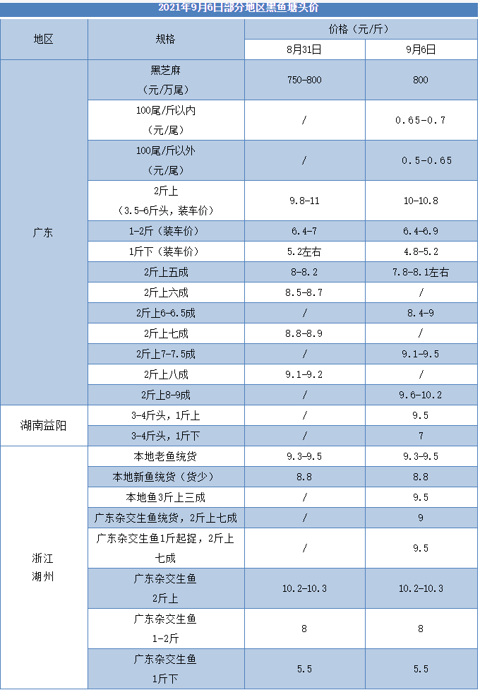 黑鱼最高统货价10.2元/斤！2斤上五成和七成鱼，统货报价竟相差1元/斤！