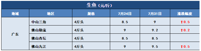 鱼价行情 | 行情向好！快看看这周哪些鱼还在涨！7月31日全国19种鱼类塘头价