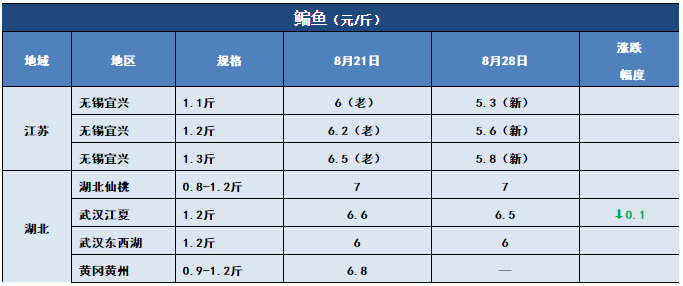 热水鱼，大批进军市场！特种鱼新鱼也开始上市！8月28日全国19种鱼类塘头价